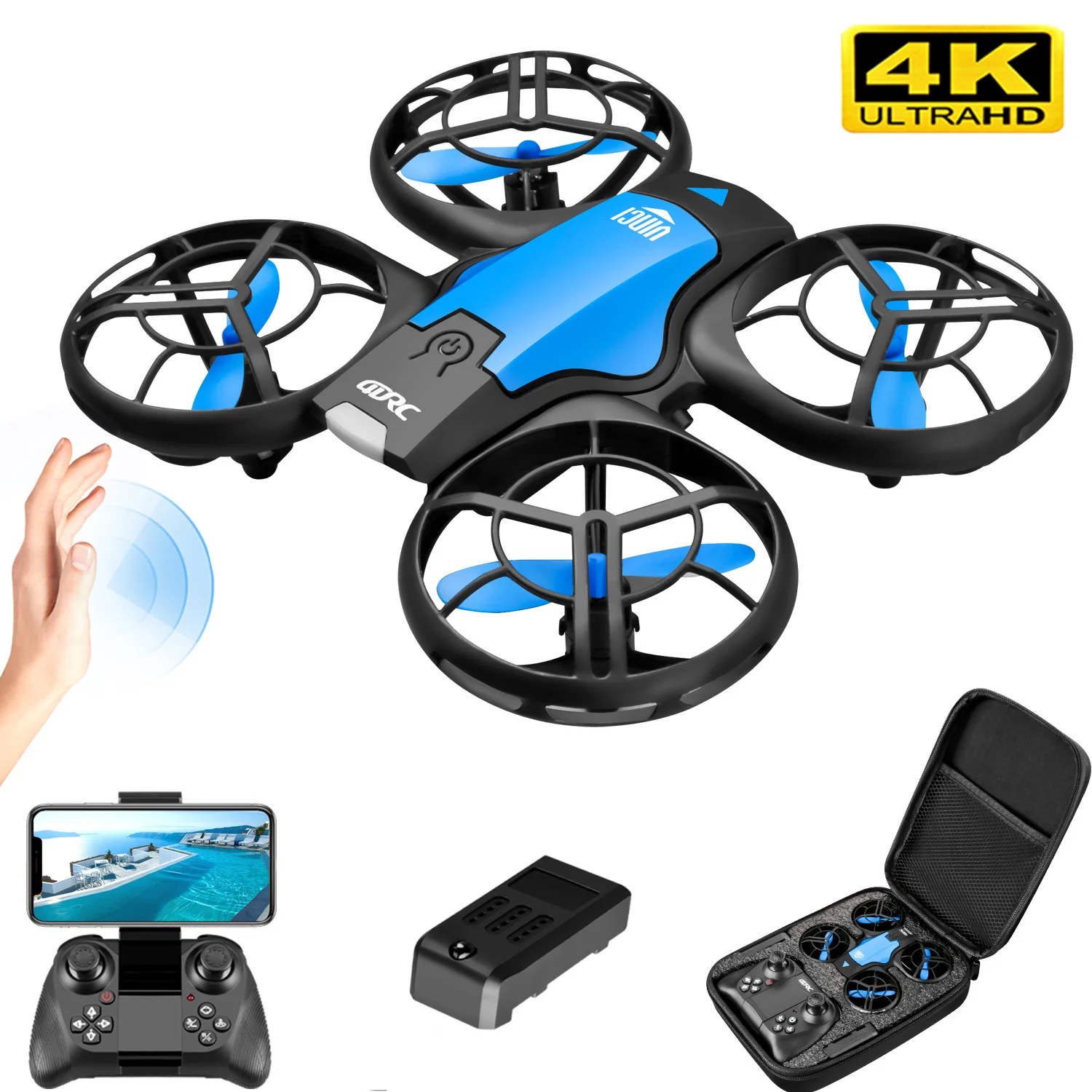 Drone Camera Professional - V8新型ミニドローン 4KプロフェッショナルHD 1080P広角カメラ WiFi FPV RCドローン