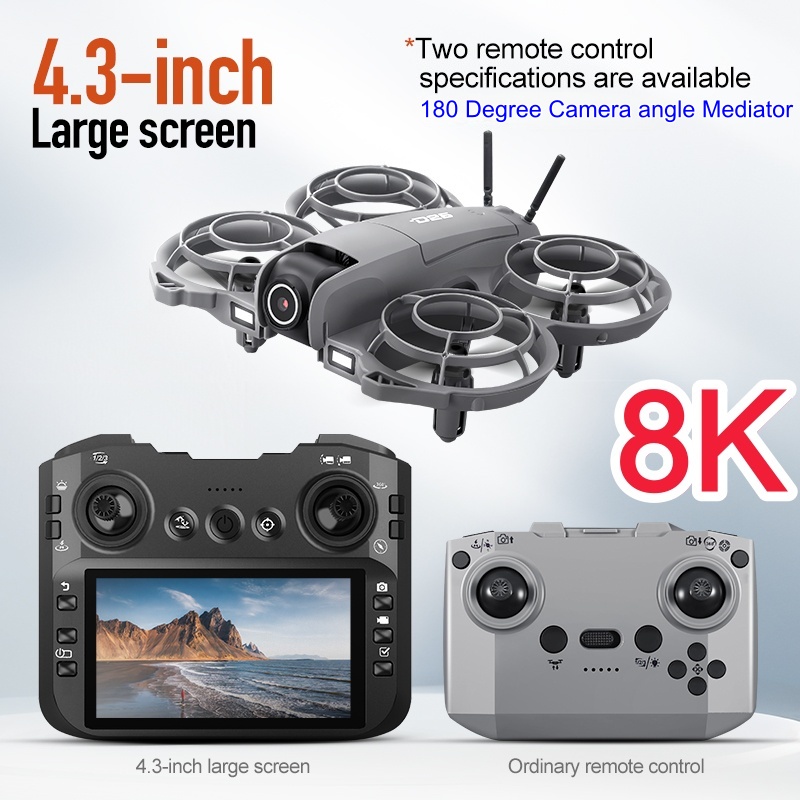 Drone Camera Hd - 大型スクリーンリモコン付きRCドローン、8K HDカメラ搭載、オプティカルフローホバー、障害物回避機能付きリモコンドローンおもちゃ
