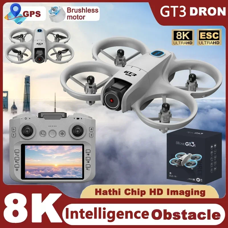 Drone Camera With Gimbal - GT3ミニ新型ドローンRCクアッドコプター、8Kカメラ搭載HDドローン、WiFi FPVドローン、オプティカルフロー障害物回避機能付き飛行機、子供のおもちゃ