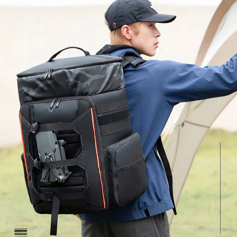 Drone Camera Case - 33L FPV RC レーシングドローンバックパック、アウトドア旅行防水カメラ撮影バッグ、大容量旅行ハイキングバッグリュックサック