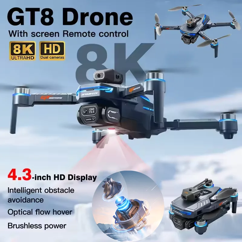 Drone Camera Professional - ANATEL認証済み 最新ドローン 4KデュアルHDカメラ搭載 ブラシレスモーター 360°障害物回避 折りたたみ式RCクアッドコプター