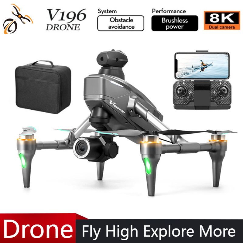 Drone Camera With Gimbal - 2025 V196 自動障害物回避ドローン 8K HDカメラ 空撮