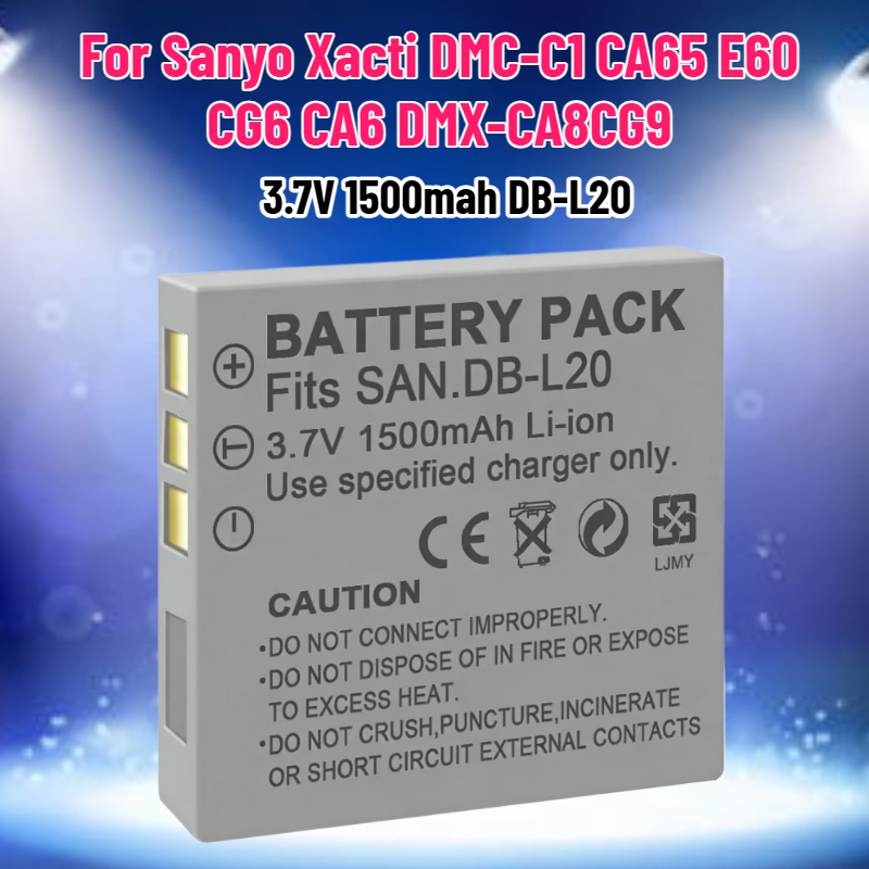 Drone Camera Action - 3.7V 1500mah DB-L20 バッテリー Sanyo Xacti