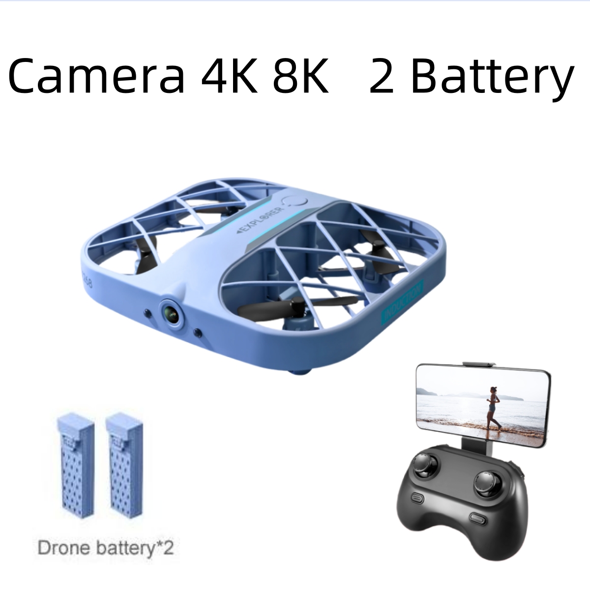 Drone Camera Lens - JJRC H107 FPV RCドローン（バッテリー2個付き）、8K/4Kカメラ搭載クアッドコプター、リモコン付きドローン、男の子向けクリスマスプレゼント
