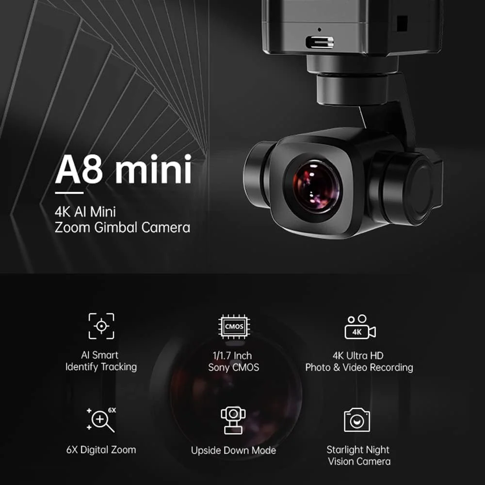 SIYI A8 ミニ 4K 8MP ジンバルカメラ - 1/ - Drone Camera Vlog のレビューと価格