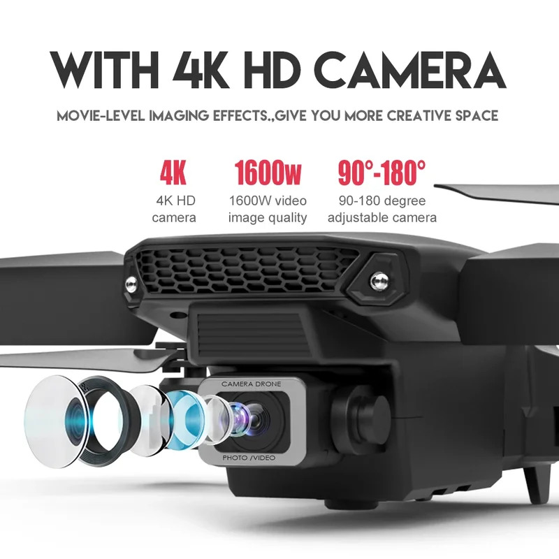 E88 Proインテリジェント折りたたみドローンは、シングル - Drone Camera Professional のレビューと価格