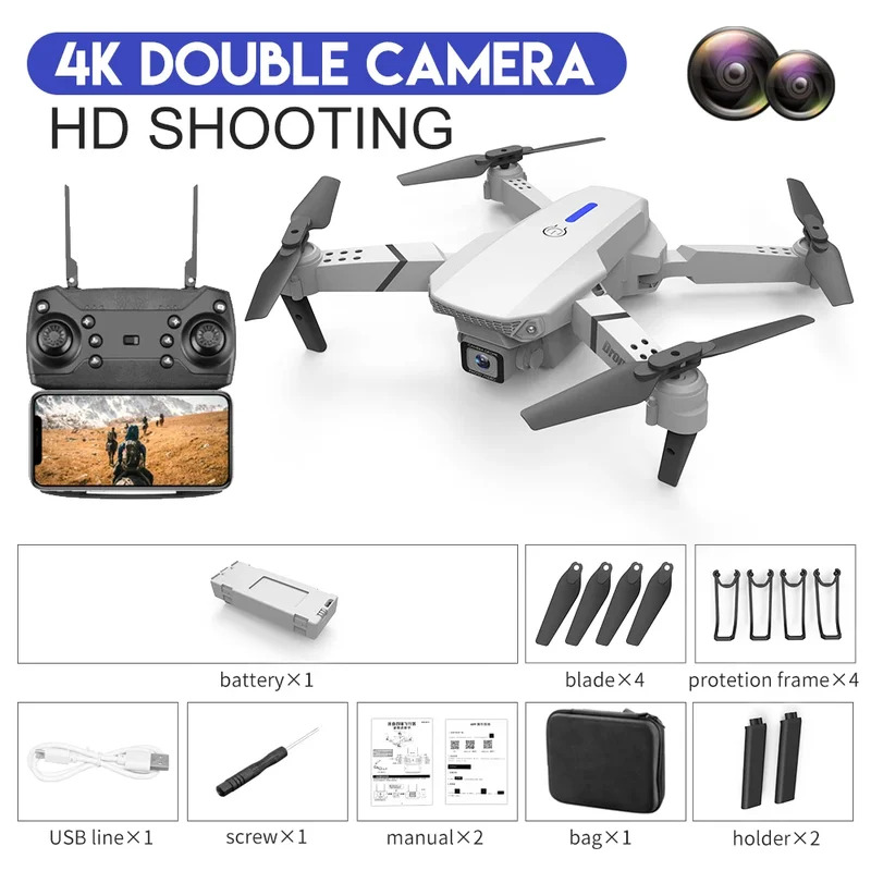 E88 Proインテリジェント折りたたみドローンは、シングル - Drone Camera Professional のレビューと価格